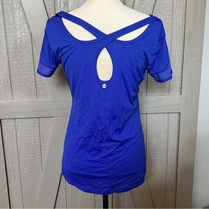 Like New! Lorna Jane- Royal Blue Cutout Back Tee